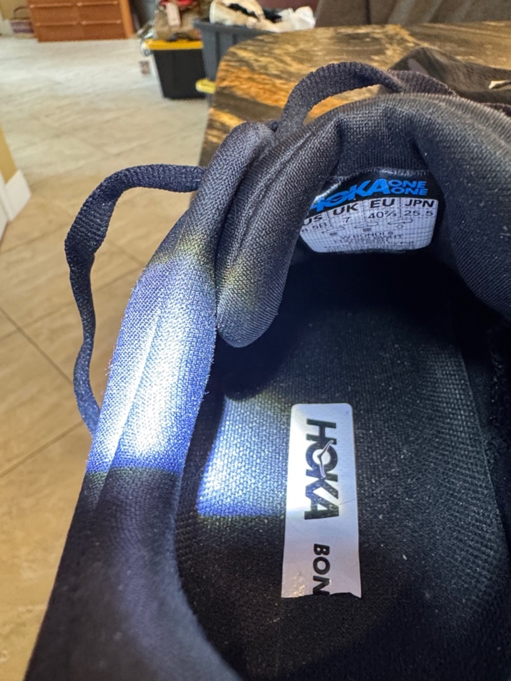 Hoka Bondi 8 Running Shoes - Black with White Sole - Picture 5 of 10